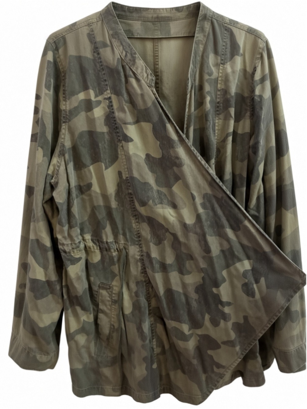 Knox Rose Green Camo Lyocell Drawstring Utility Jacket Utility Jacket Size XL - Picture 4 of 12